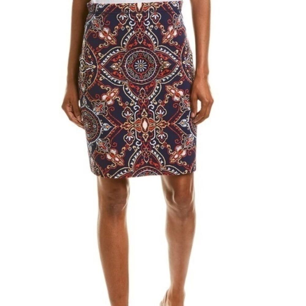 J. McLaughlin Halle Reversible Skirt Navy Aster Sketch Geo Print Size XS